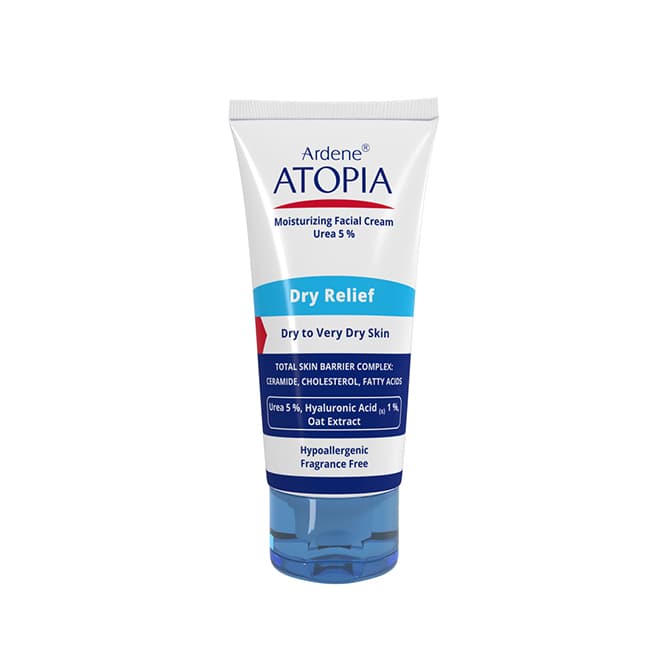 کرم مرطوب کننده قوی صورت آردن آتوپیا مدل Dry Relief مناسب پوست های خشک،خیلی خشک و حساس حجم 50 میلی لیتر