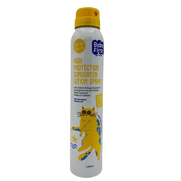 اسپری ضدآفتاب SPF50 کودکان بیبی فرست حجم 200 میلی لیتر