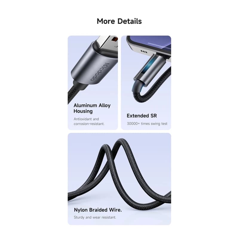 کابل فست شارژ USB به USB-C مک دودو مدل CA-518 طول 1.2 متر با توان 100 وات — تصویر ۹