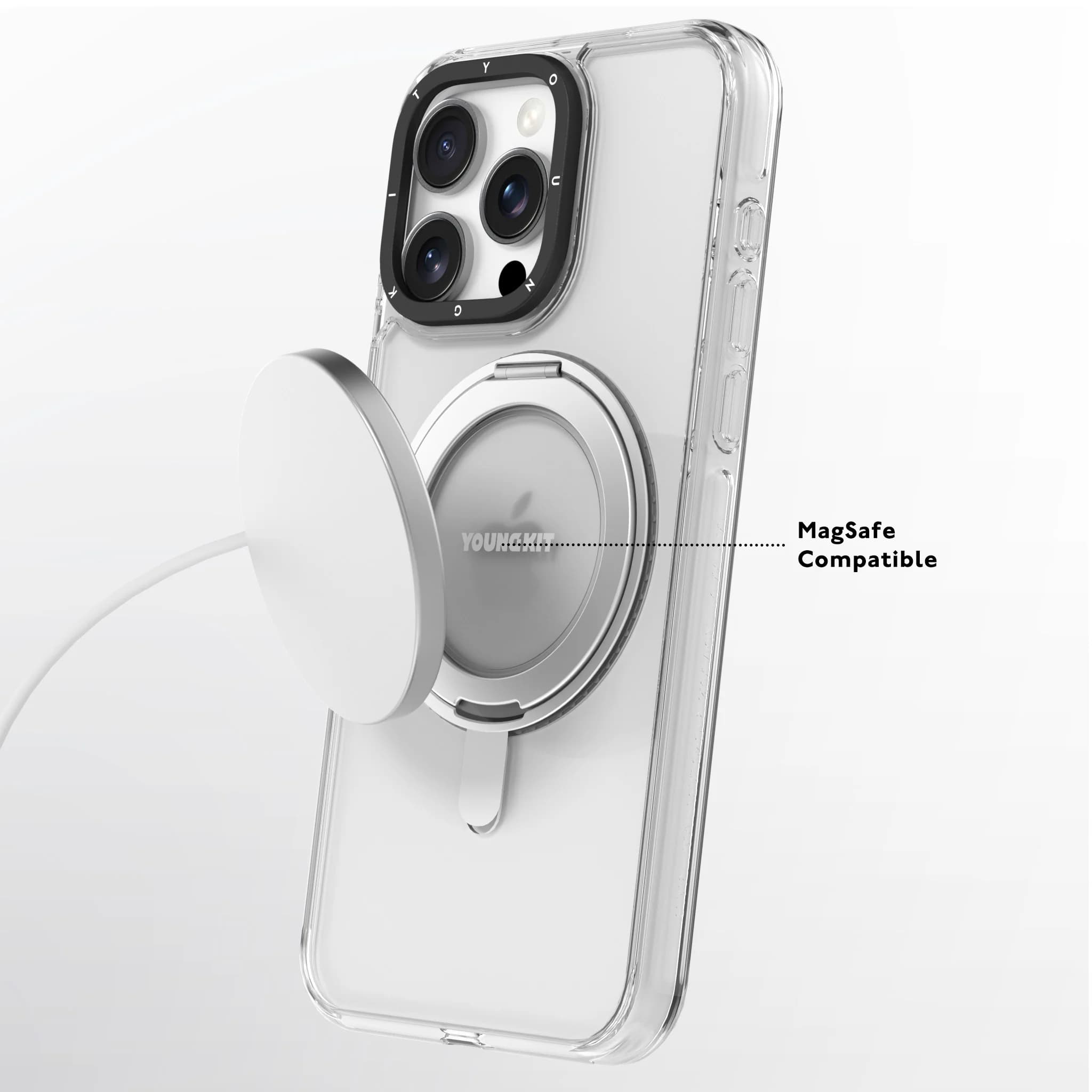 کاور YOUNGKIT مدل Crystal 360° Rotation Ring Stand مناسب برای Apple iPhone 16 — تصویر ۱۰