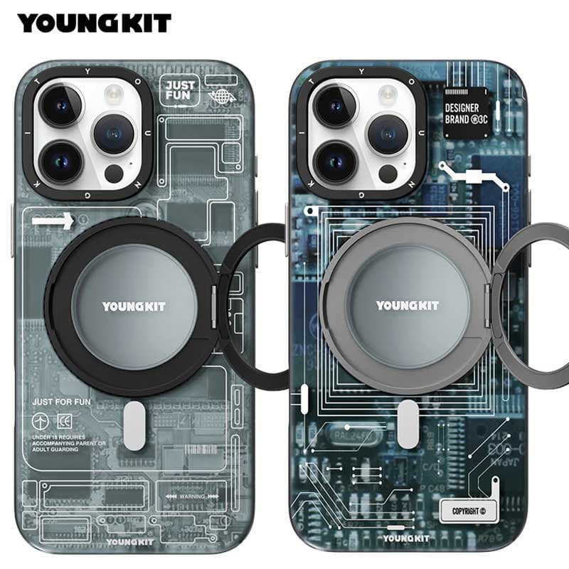 کاور YOUNGKIT مدل Futuristic 360 Rotation Ring Stand Series مناسب برای Apple iPhone 16 ProMax — تصویر ۱۱