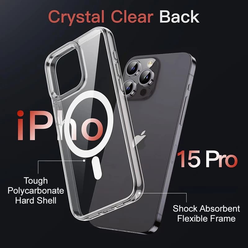 کاور شفاف مگ سیف برند iLex مناسب برای Apple iPhone 15 Pro — تصویر ۷