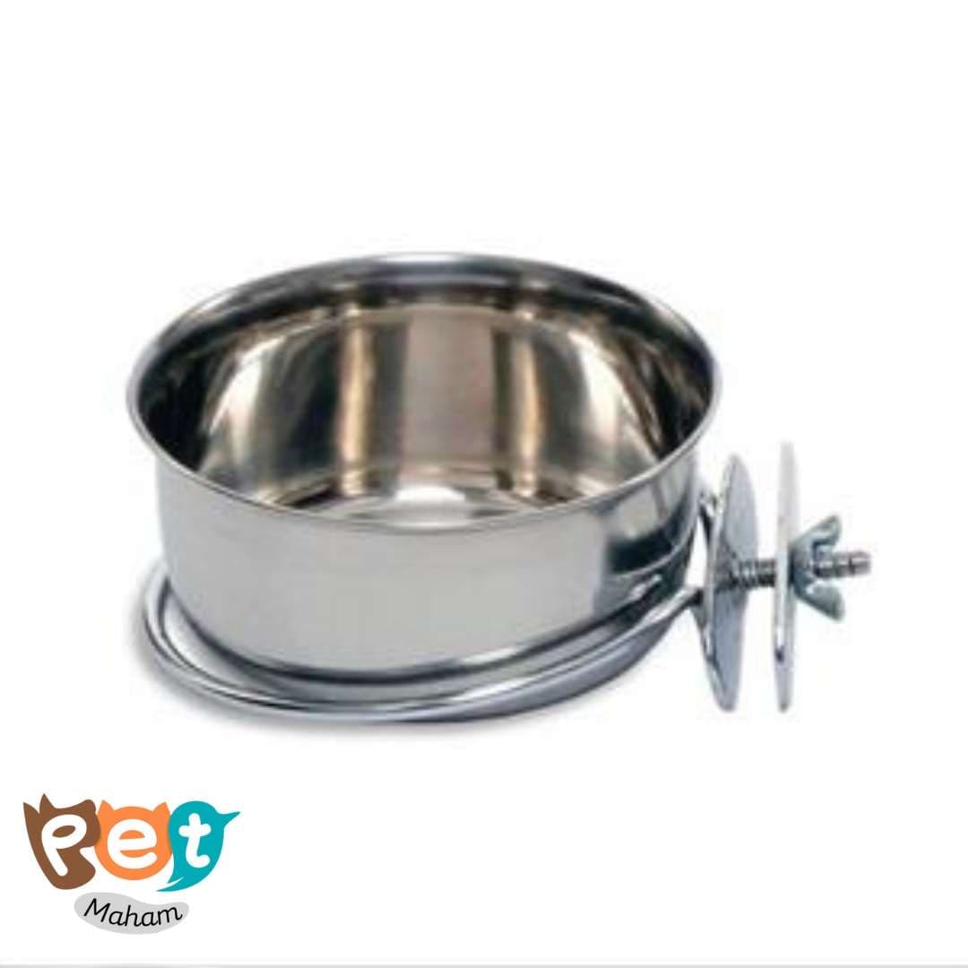 ظرف اب و غذای استیل پرنده مناسب برای قفس و کیف حمل 1461