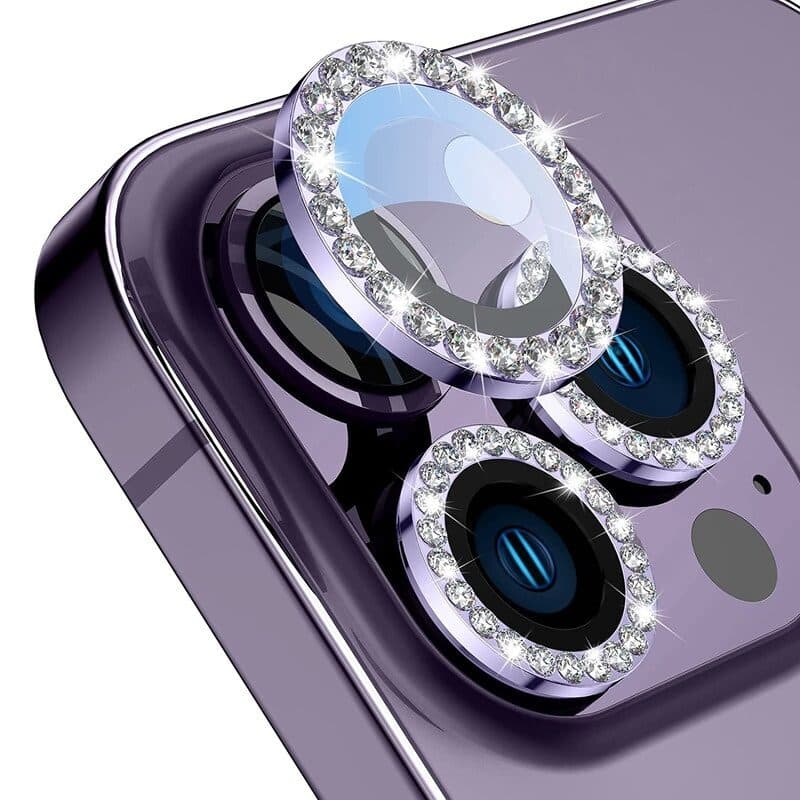 محافظ لنز دوربین نگین دار مدل رینگی مناسب برای گوشی موبایل اپل iPhone 14Pro/14ProMax