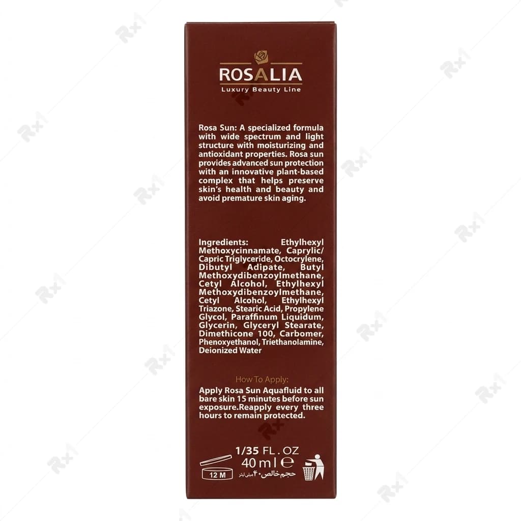کرم ضدآفتاب بیرنگ رزالیا SPF50 مناسب انواع پوست حجم 40 میلی لیتر — تصویر ۶
