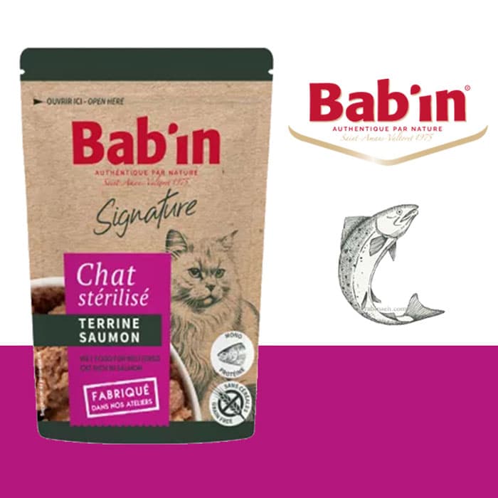 پوچ گربه بالغ عقیم شده بابین فرانسه طعم ماهی سالمون 80 گرمی