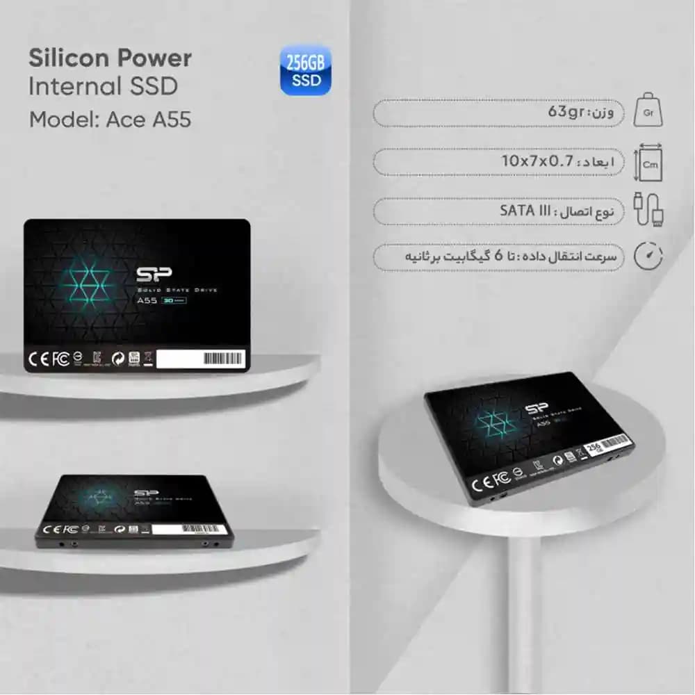 اس اس دی SATA3.0 سیلیکون پاور Slim A55 ظرفیت 256 گیگابایت — تصویر ۳