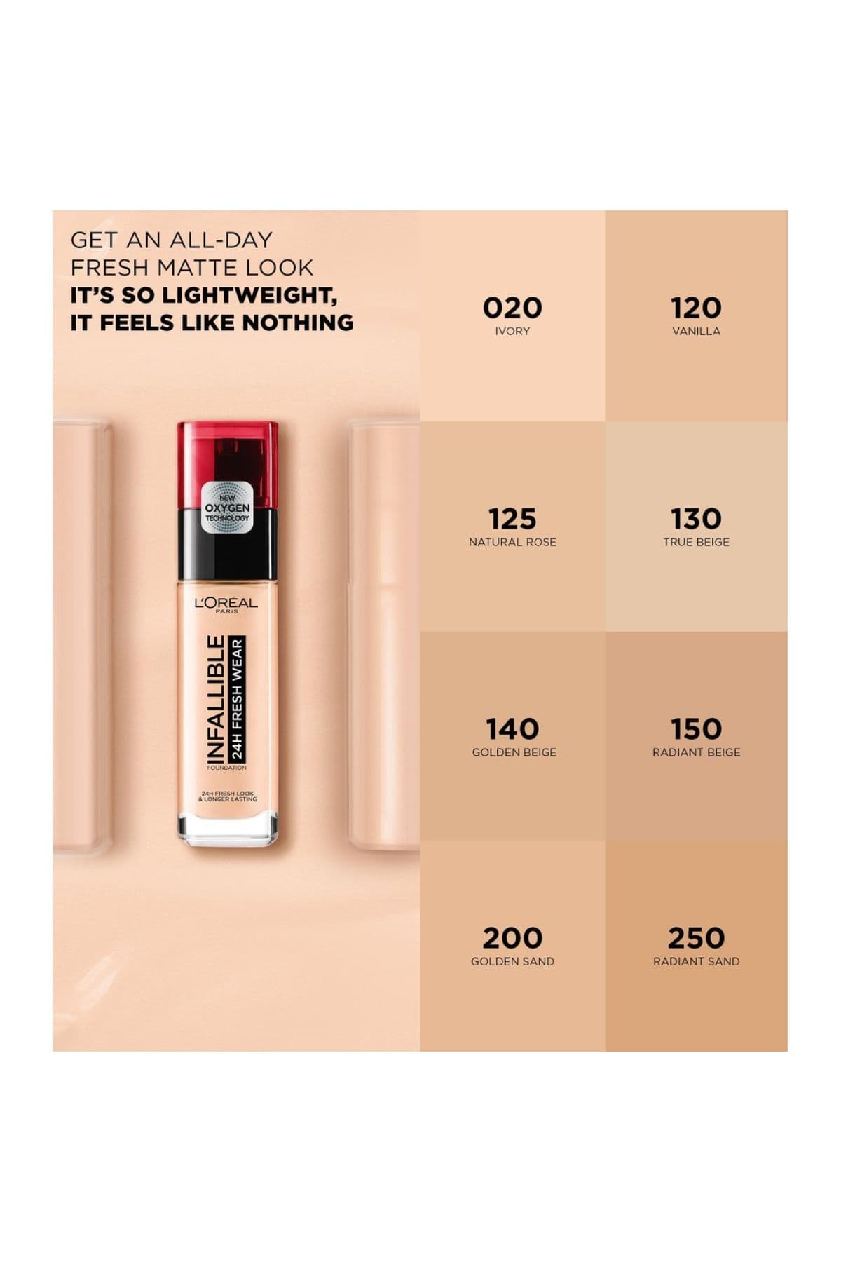 کرم‌پودر شیشه ای 32ساعته Infallible Fresh Wear شماره 125 — تصویر ۵