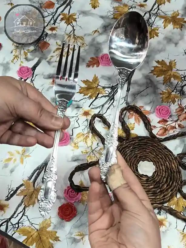 قاشق و چنگال استیل مدل نگین — تصویر ۵