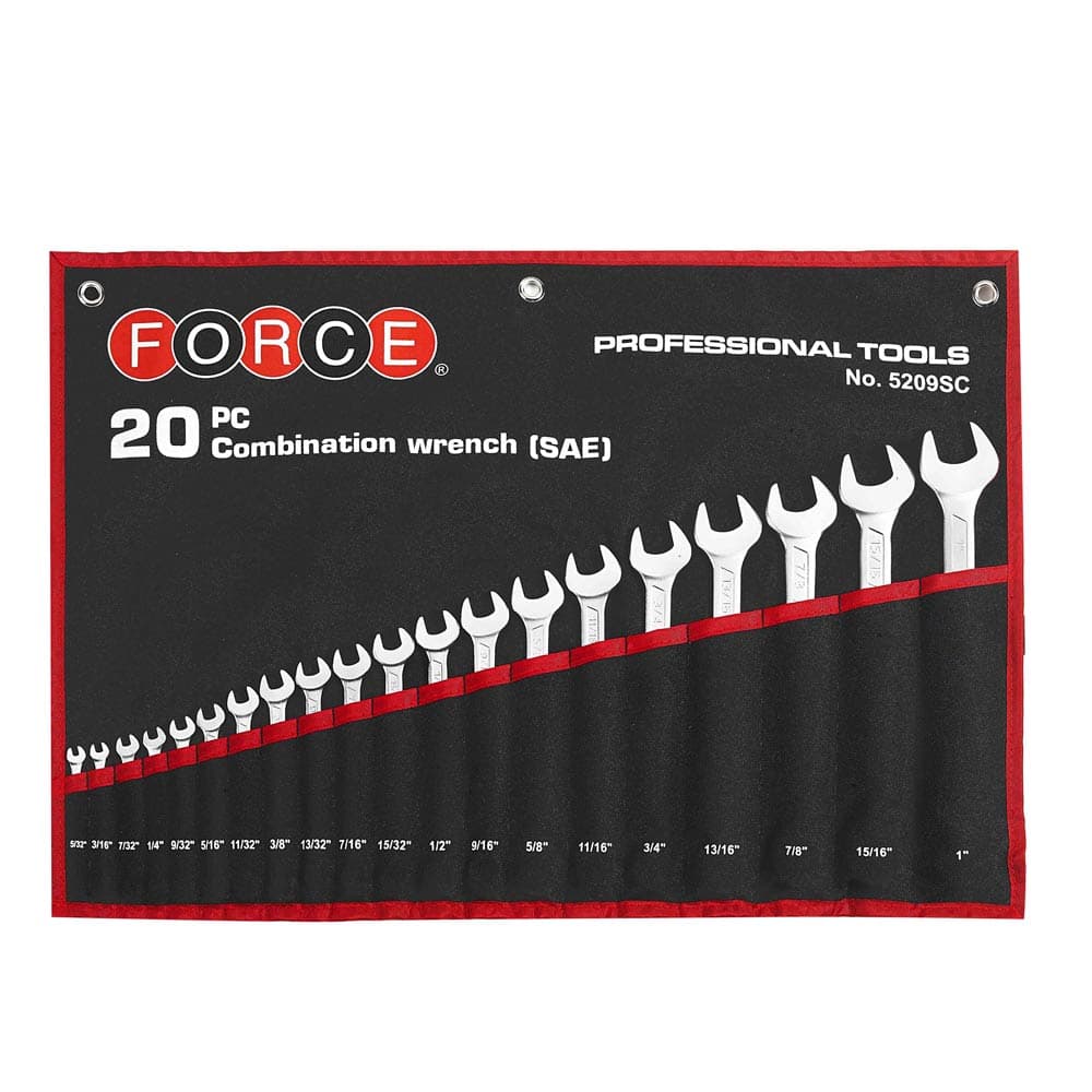 ست آچار یکسر تخت یکسر رینگ اینچی 20 عددی مدل F5209SC برند FORCE
