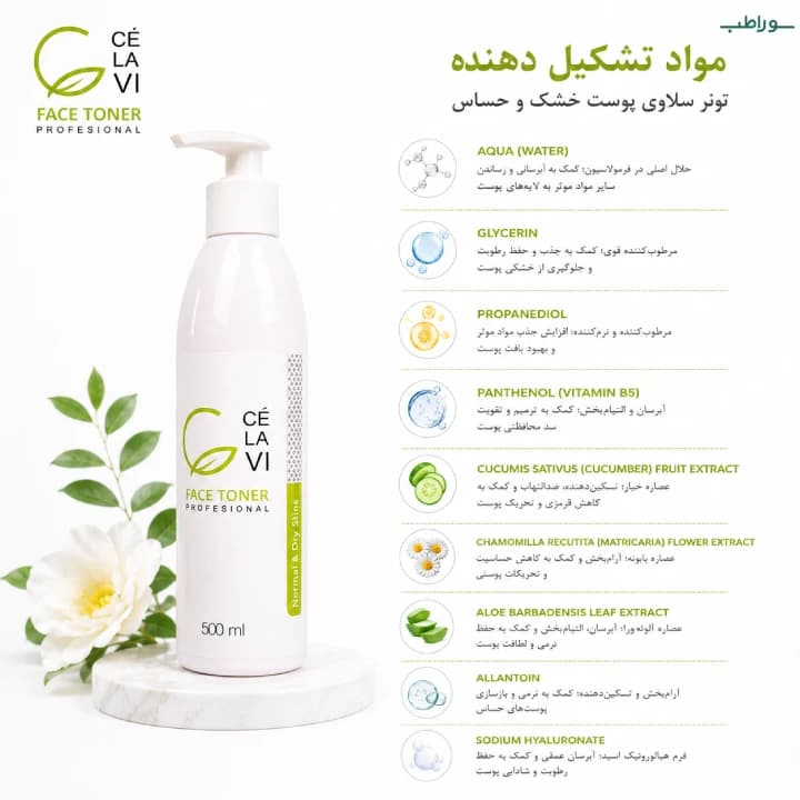 تونر سلاوی پوست خشک و حساس 500 میل — تصویر ۳