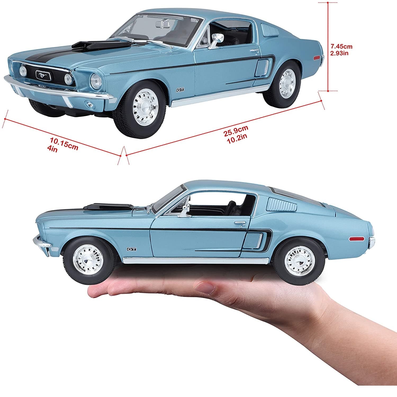 ماکت ماشین Ford Mustang GT Cobra Jet 1968 برند Maisto — تصویر ۶