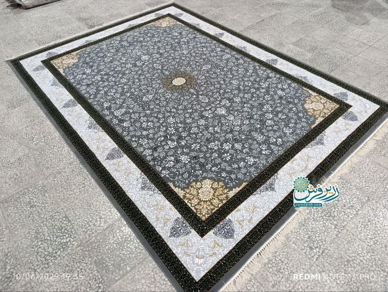 فرش ماشینی 500 شانه طرح باران رنگ دودی — تصویر ۴