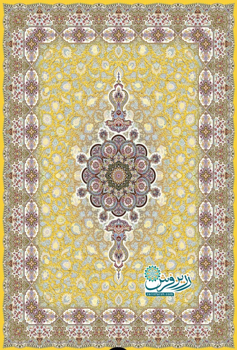 فرش 1200 شانه طرح فرنگیس زرد – تمام نخ اکریلیک