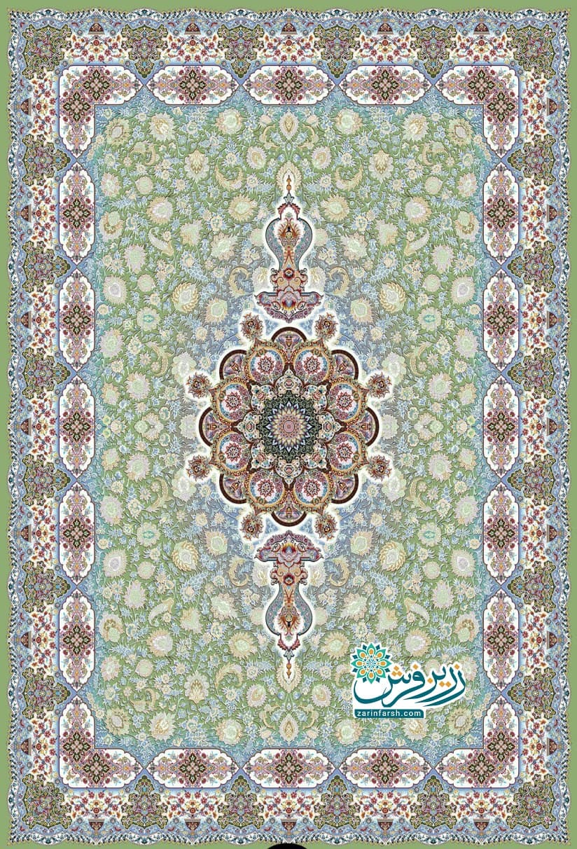 فرش 1200 شانه طرح فرنگیس سبز – تمام نخ اکریلیک