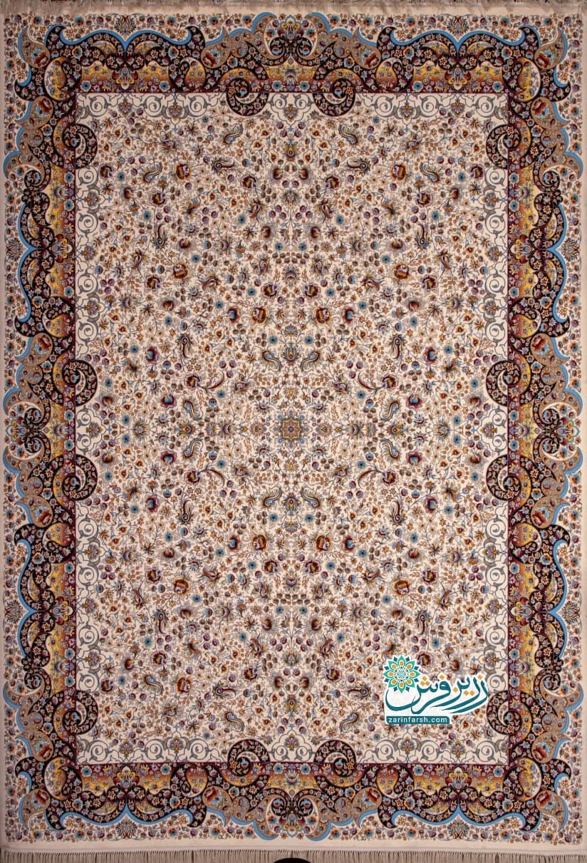 فرش 1200 شانه طرح می گل کرم – تمام نخ اکریلیک