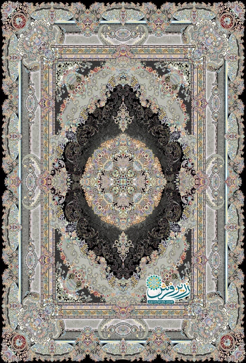 فرش 1200 شانه طرح دموتکس سرمه ای- تمام نخ اکریلیک — تصویر ۲