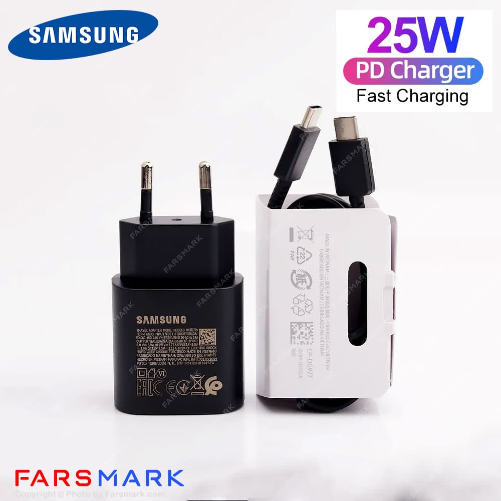 سوپر فست شارژر اصلی سامسونگ Samsung Galaxy S22 5G به همراه کابل دو سر Type-C — تصویر ۸