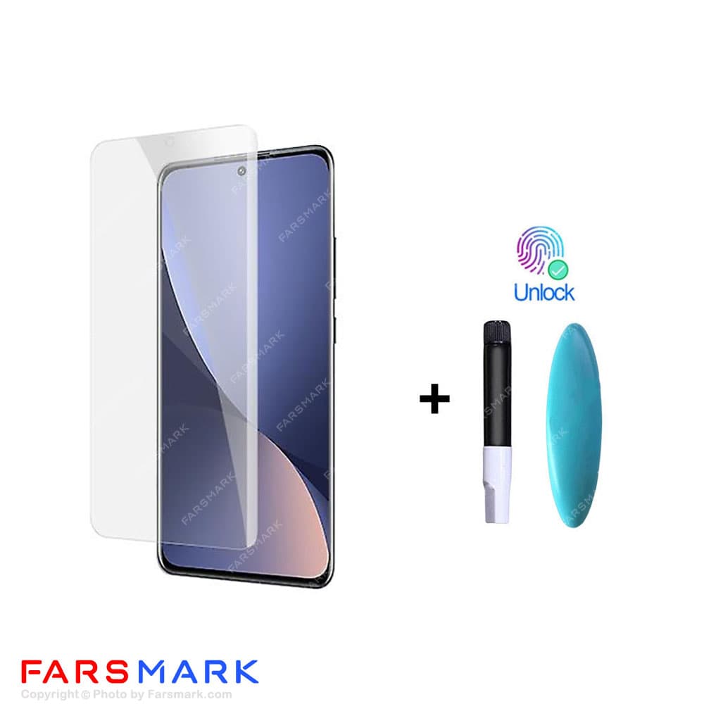 گلس تمام صفحه یووی شفاف Xiaomi 12X با چسپ UV — تصویر ۴
