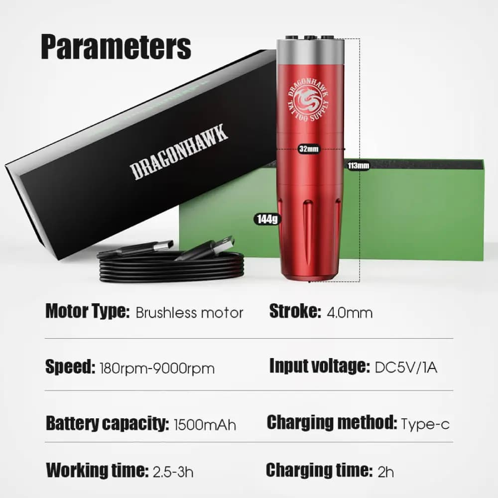 دستگاه تتو وایرلس دراگون هاوک Dragonhawk X8 Wireless — تصویر ۱۱