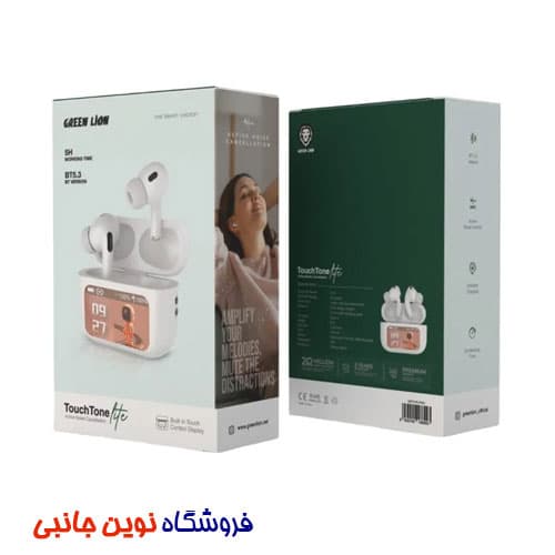 هندزفری ایرپاد بی سیم گرین لاین مدل TouchTone Lite دارای صفحه نمایش لمسی | Green Lion TouchTone Lite ANC LCD Touch Screen Earbuds (تک/ عمده) — تصویر ۴