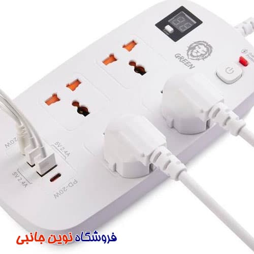 چندراهی برقی تایم دارگرین لاین مدل Power Socket 3500W ا Green Lion Power Socket Multiport Smart 3500W (تک/عمده) — تصویر ۱۱