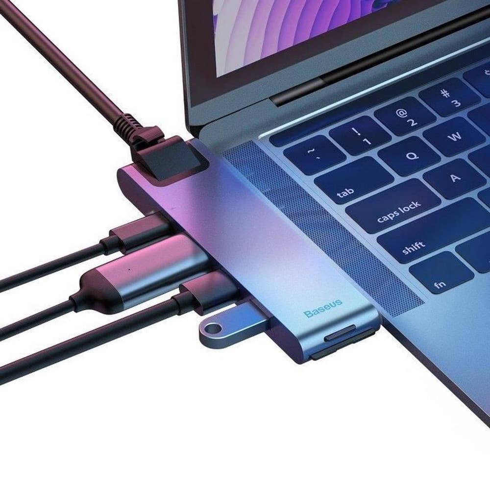 هاب تایپ سی 7 پورت مک بوک بیسوس Baseus Tunderbolt C+Pro Hub CAHUB-L0G — تصویر ۶
