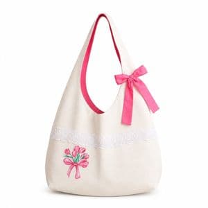 کیف دستی و رودوشی پارچه ای زنانه طرح گل لاله