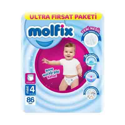 پوشک شورتی مولفیکس سایز 4 بسته 86تایی