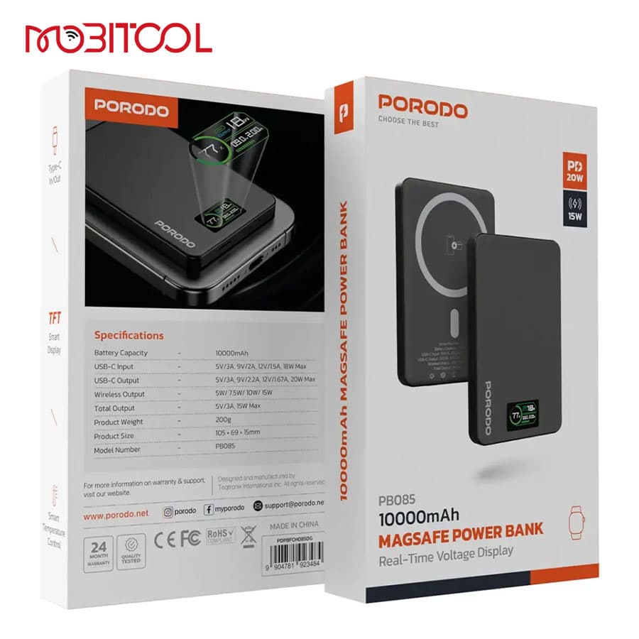پاوربانک مگ سیف 10 هزار هوشمند پرودو Porodo 10000mAh MagSafe Power Bank PB085 — تصویر ۷