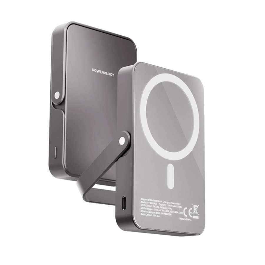 پاوربانک مگ سیف 10 هزار پاورولوژی Powerology 10000mAh MagSafe Power Glass Surface PPBCHA36