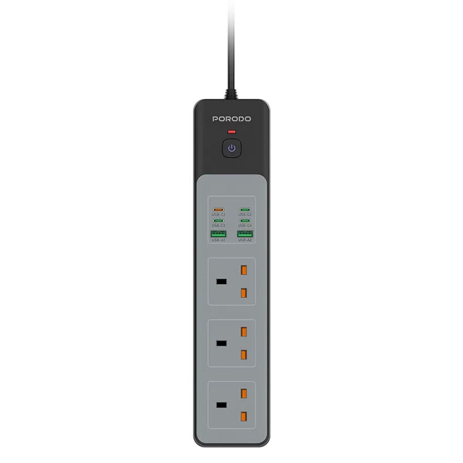 چندراهی برق هوشمند و شارژر 45 وات پرودو Porodo 3AC 5W 3000W Power Strip PD-FWCH052