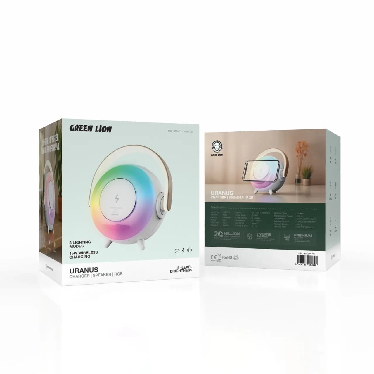 اسپیکر، چراغ رومیزی و شارژر وایرلس گرین لاین Green Lion Uranus Bluetooth Speaker with Table Lamp — تصویر ۱۰