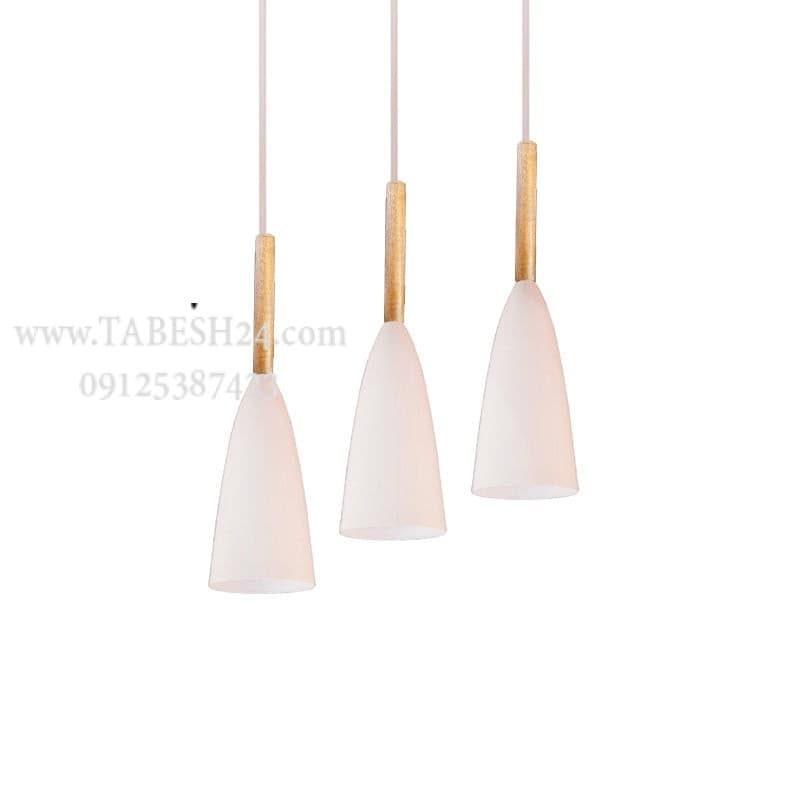 چراغ آویز قیفی فلزی سفید مدل 6033/3