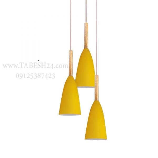 چراغ آویز قیفی فلزی زرد مدل 6033/3