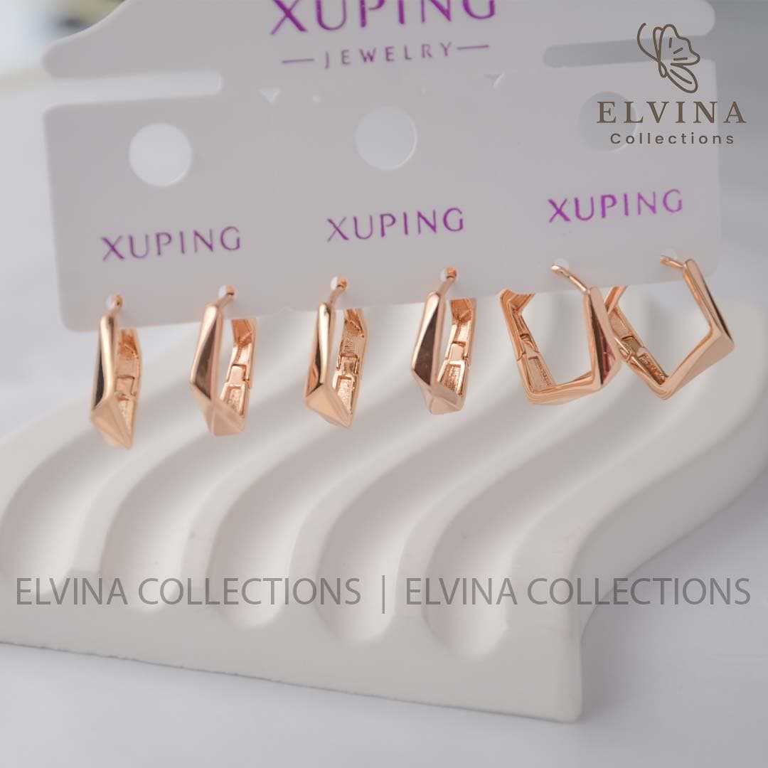 گوشواره حلقه ای ژوپینگ اصل(Xuping) طرح چندضلعی