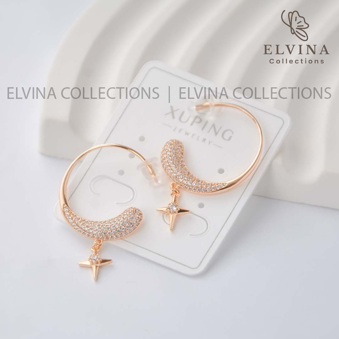 گوشواره ژوپینگ(Xuping)طرح ماه و ستاره شمالی