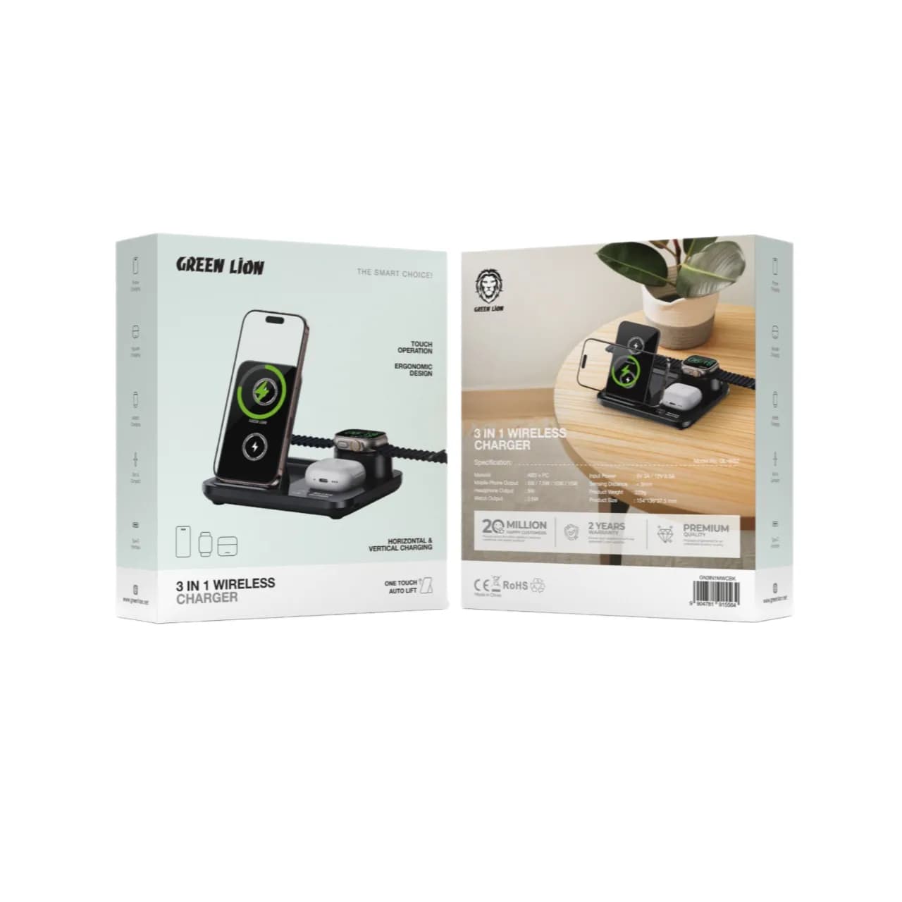 استند وایرلس شارژ سه کاره گرین لاین Green Lion 3 in1 Multifunctional Wireless Charger — تصویر ۱۰