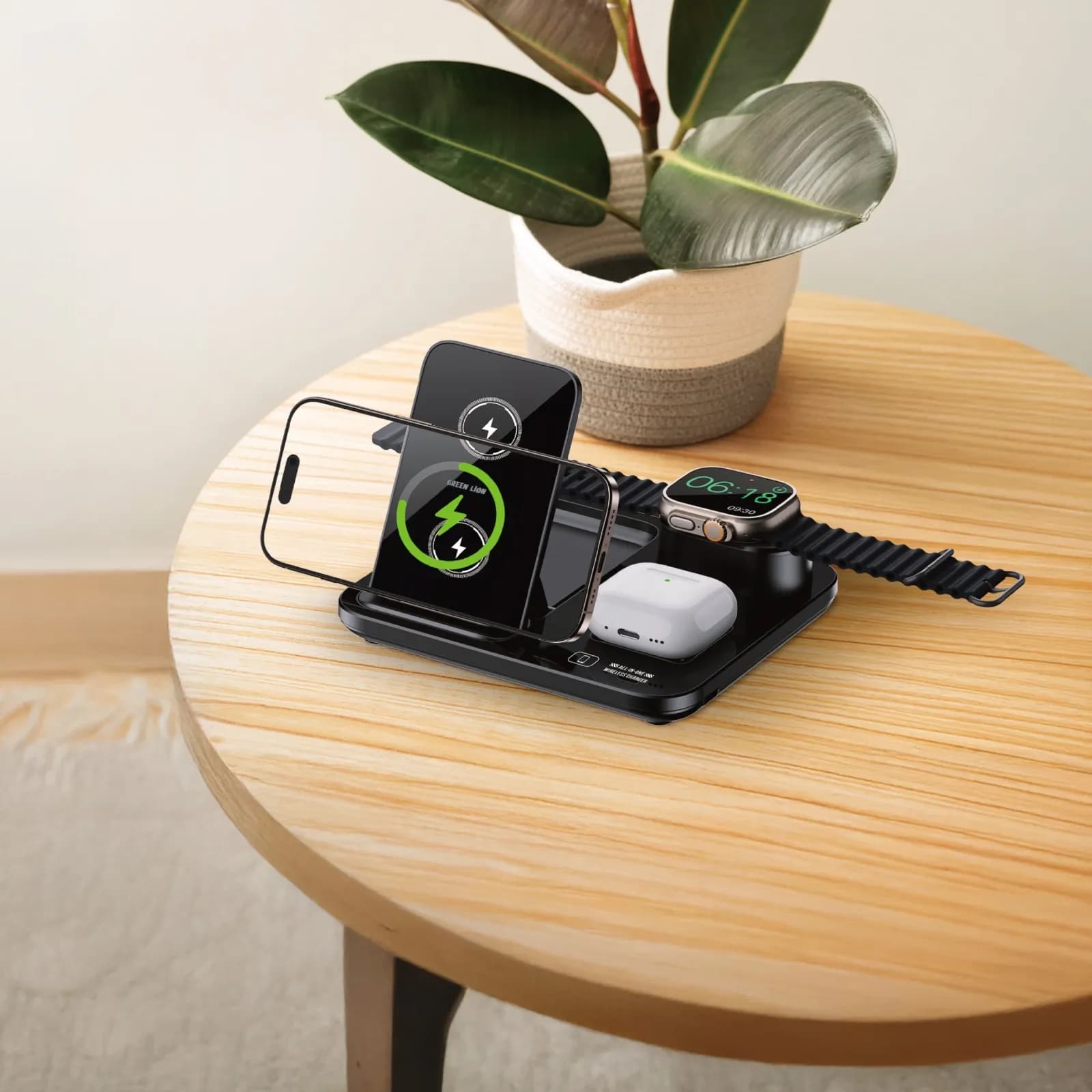 استند وایرلس شارژ سه کاره گرین لاین Green Lion 3 in1 Multifunctional Wireless Charger — تصویر ۱۱