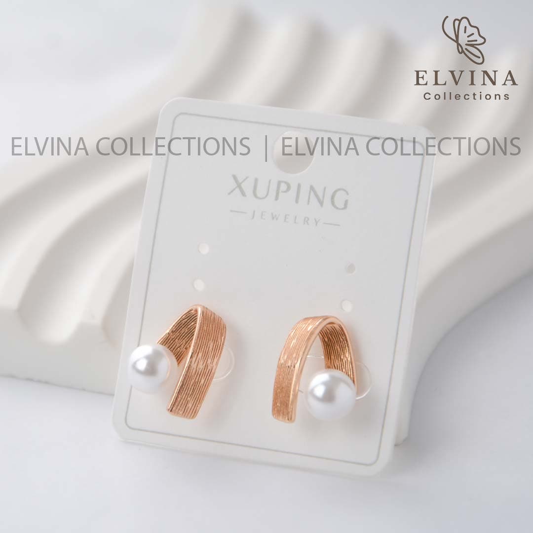 گوشواره ژوپینگ اصل(Xuping) طرح منحنی مرواریدی — تصویر ۶