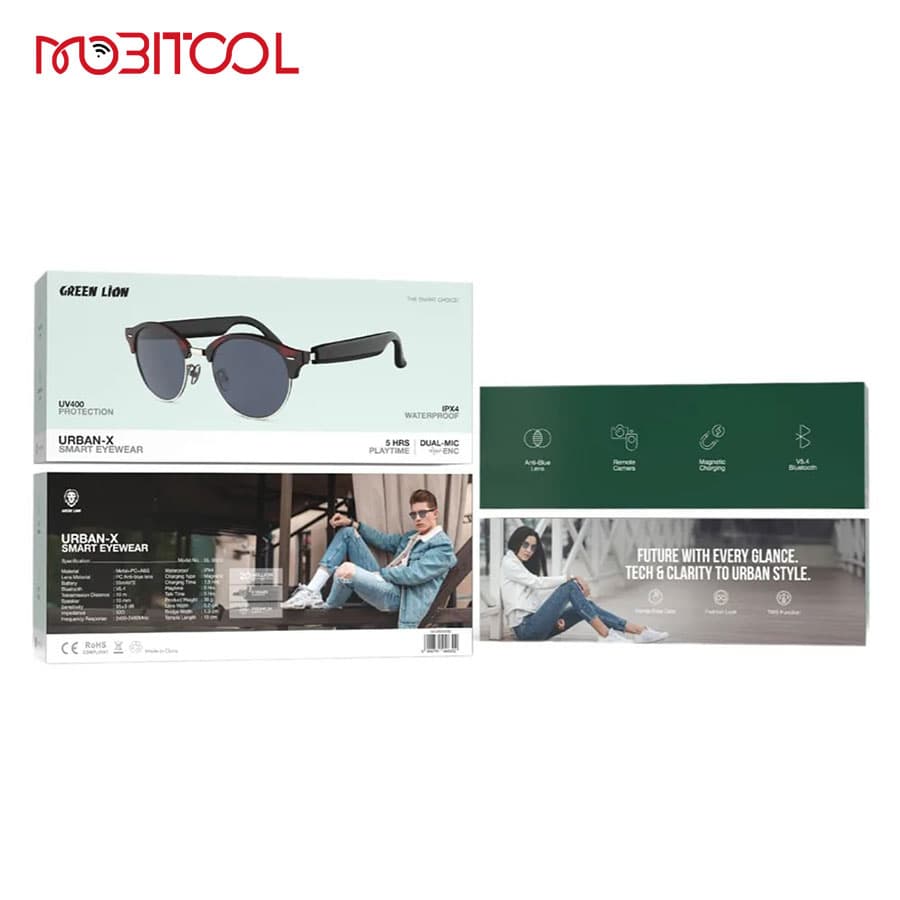 عینک دودی آنتی بلو هوشمند گرین لاین Green Lion Urban-X Smart Eyewear GL-SG12 — تصویر ۶