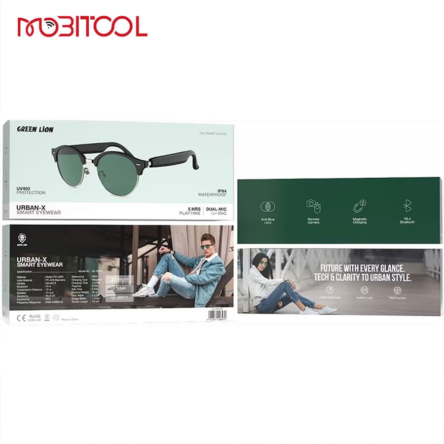 عینک دودی آنتی بلو هوشمند گرین لاین Green Lion Urban-X Smart Eyewear GL-SG12 — تصویر ۷