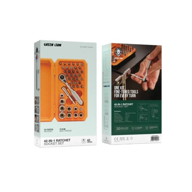ست آچار بکس جغجغه ای 42 عددی گرین لاین Green Lion 42-IN-1 Ratchet Socket Set — تصویر ۱۰
