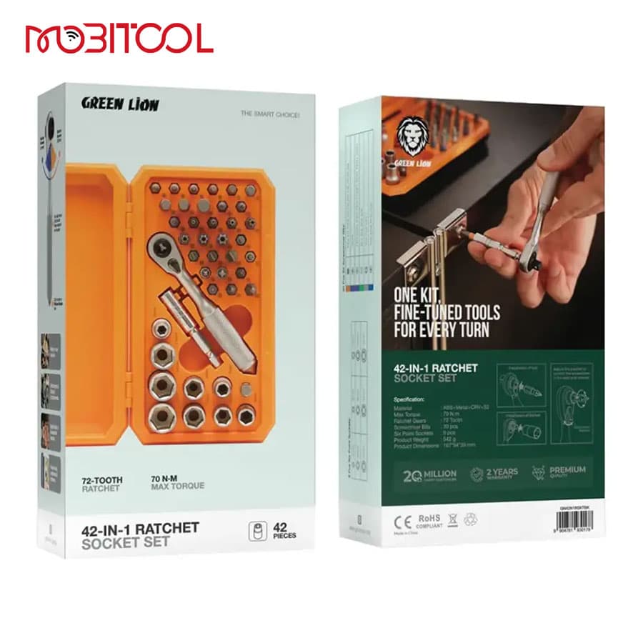 ست آچار بکس جغجغه ای 42 عددی گرین لاین Green Lion 42-IN-1 Ratchet Socket Set — تصویر ۹