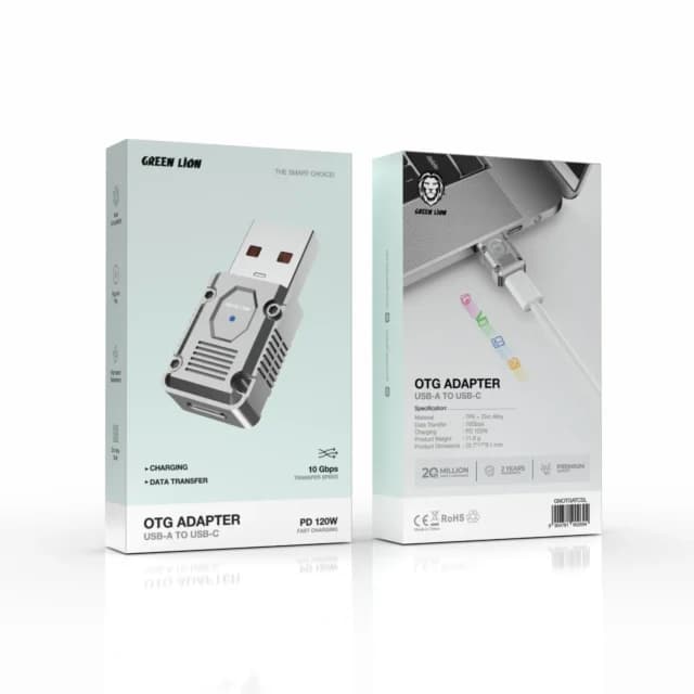 مبدل او تی جی تایپ سی به یو اس بی گرین لاین Green Lion OTG Adapter USB-A to USB-C 120W — تصویر ۵