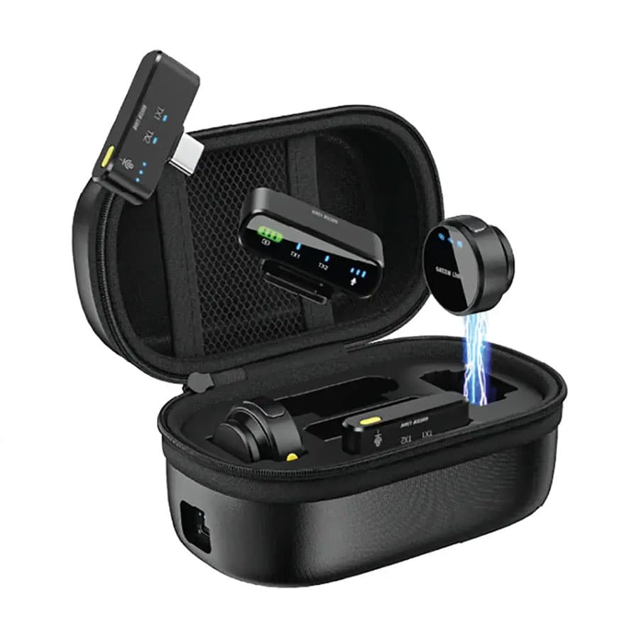 میکروفون یقه‌ ای 2 فرستنده وایرلس گرین لاین Green Lion GM-85X 3 In 1 Wireless Microphone
