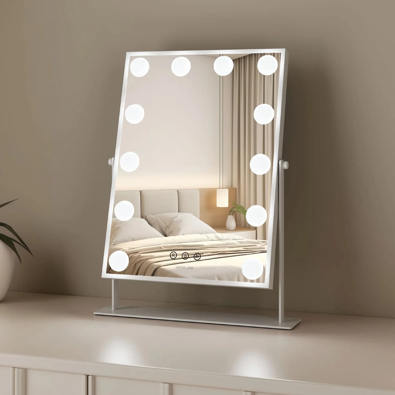 آینه آرایشی LED دار 12 تایی گرین لاین Green Lion Glam Shine Makeup Mirror 12 LED Lights — تصویر ۹