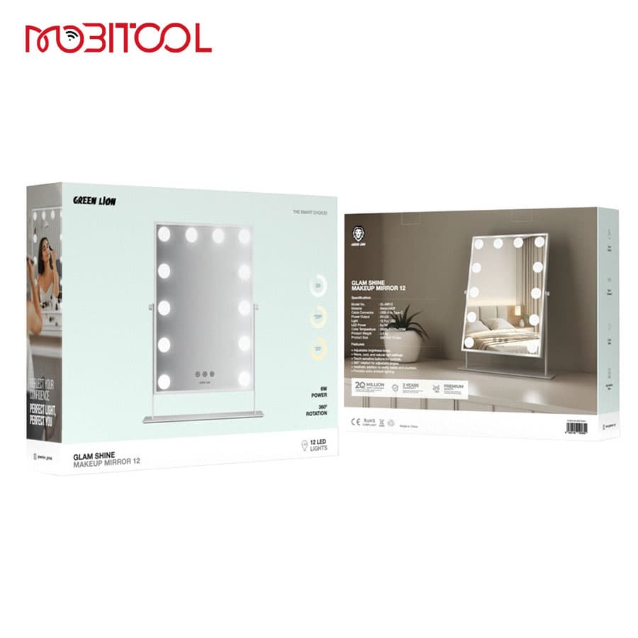 آینه آرایشی LED دار 12 تایی گرین لاین Green Lion Glam Shine Makeup Mirror 12 LED Lights — تصویر ۶