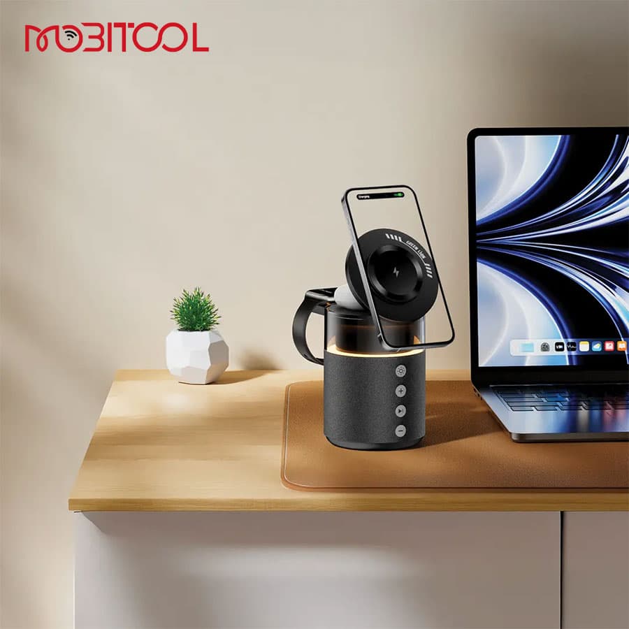 شارژر وایرلس 3 کاره و اسپیکر بلوتوث گرین لاین Green Lion 5 in 1 Wireless Charger — تصویر ۷