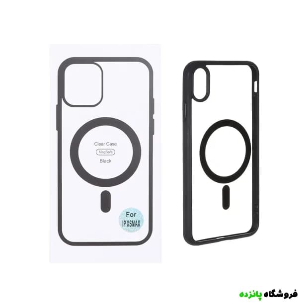 قاب شفاف آیفون X Max با قابلیت شارژ مگ سیف – مشکی — تصویر ۲